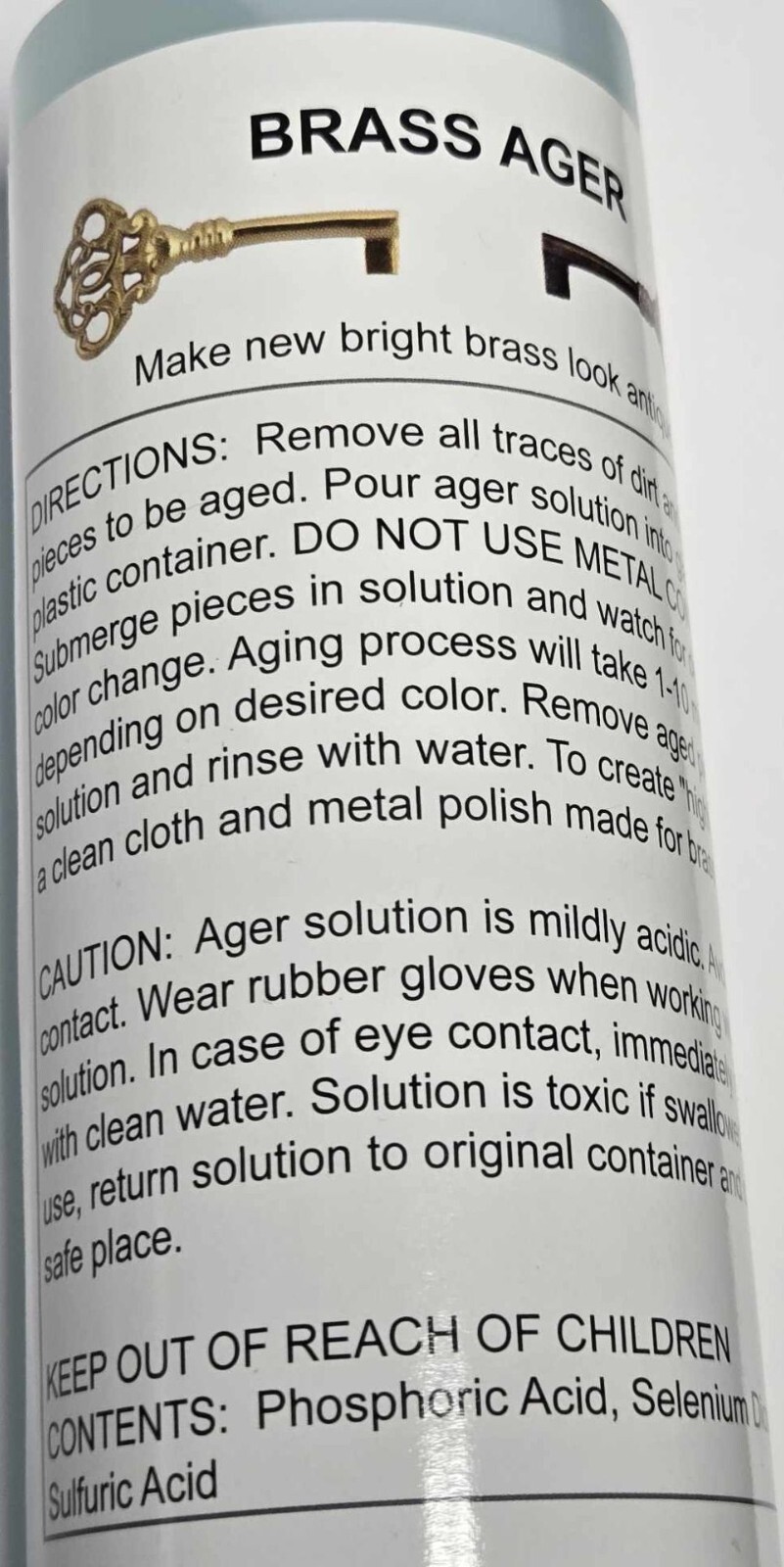 8 Ounce – BRASS AGER Darkening Solution antique vintage old dull patina rustic