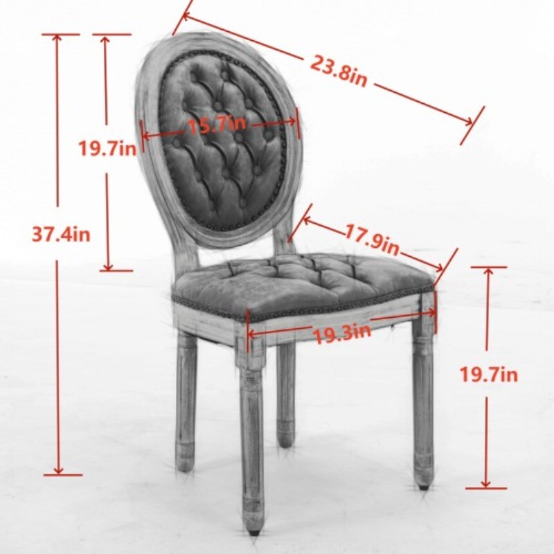 2pcs French Style Solid Wood PU Leather Upholstered Dining Chair OLIVE GREEN