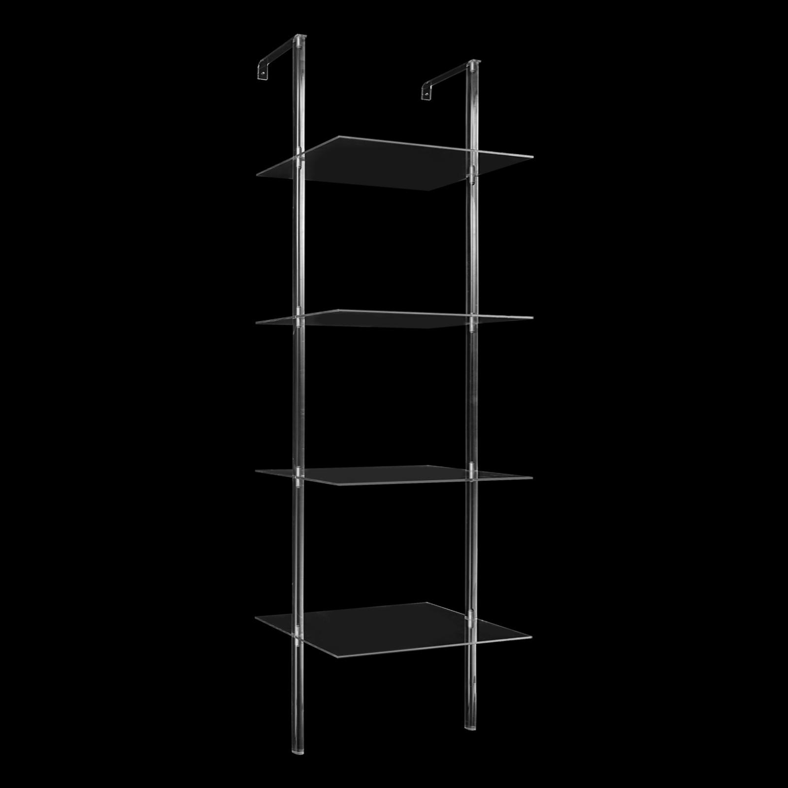 4-Tier Clear Wall Mounted Book Shelf Small Acrylic Ladder Bookshelf 24x36x146cm