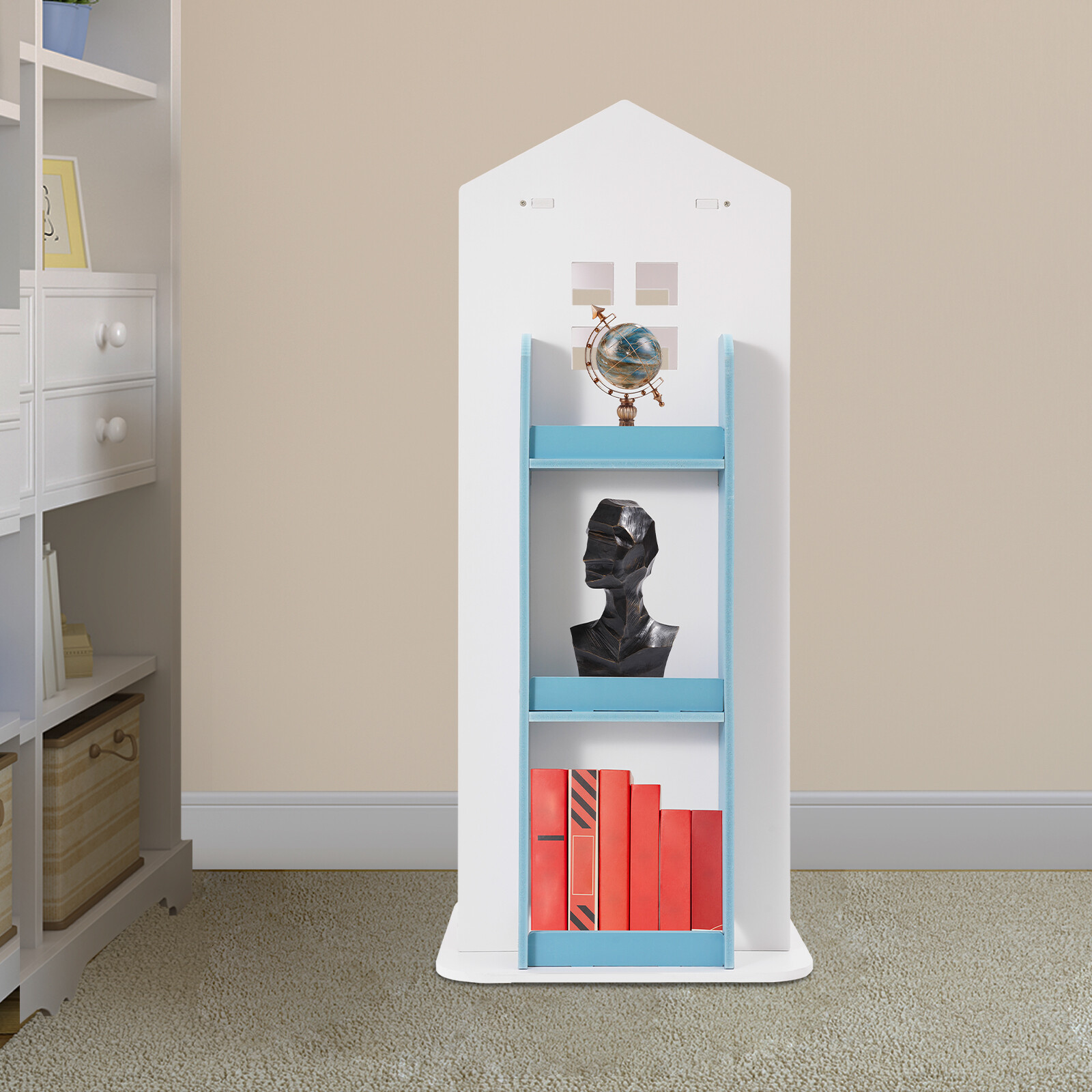 Kids Bookshelf, Rotating Book Organizer, 360?? Rotating Children’s Bookshelf