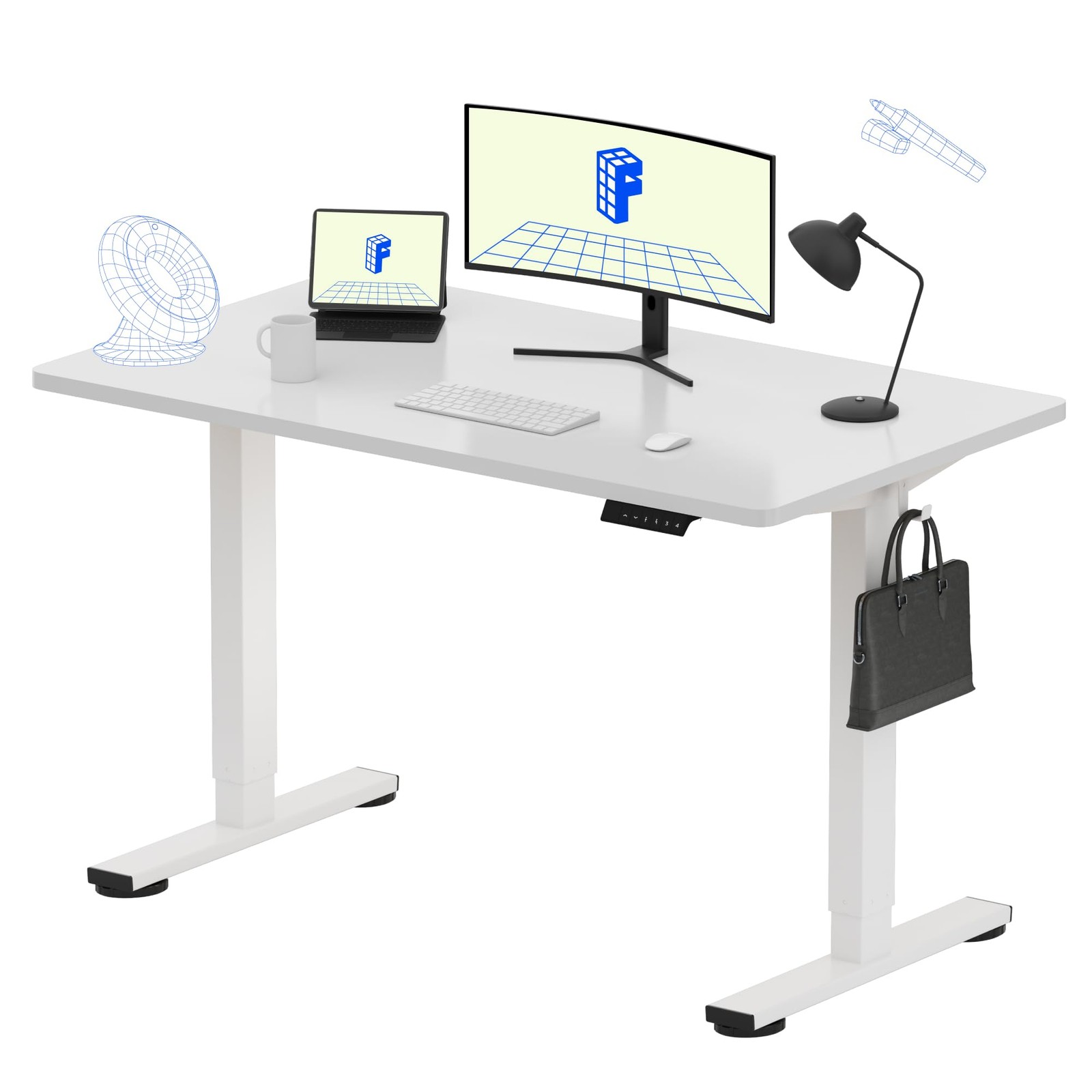 FLEXISPOT HOME OFFICE HEIGHT ADJUSTABLE STANDING DESK 48″ X 24″ EN1W48 – WHITE