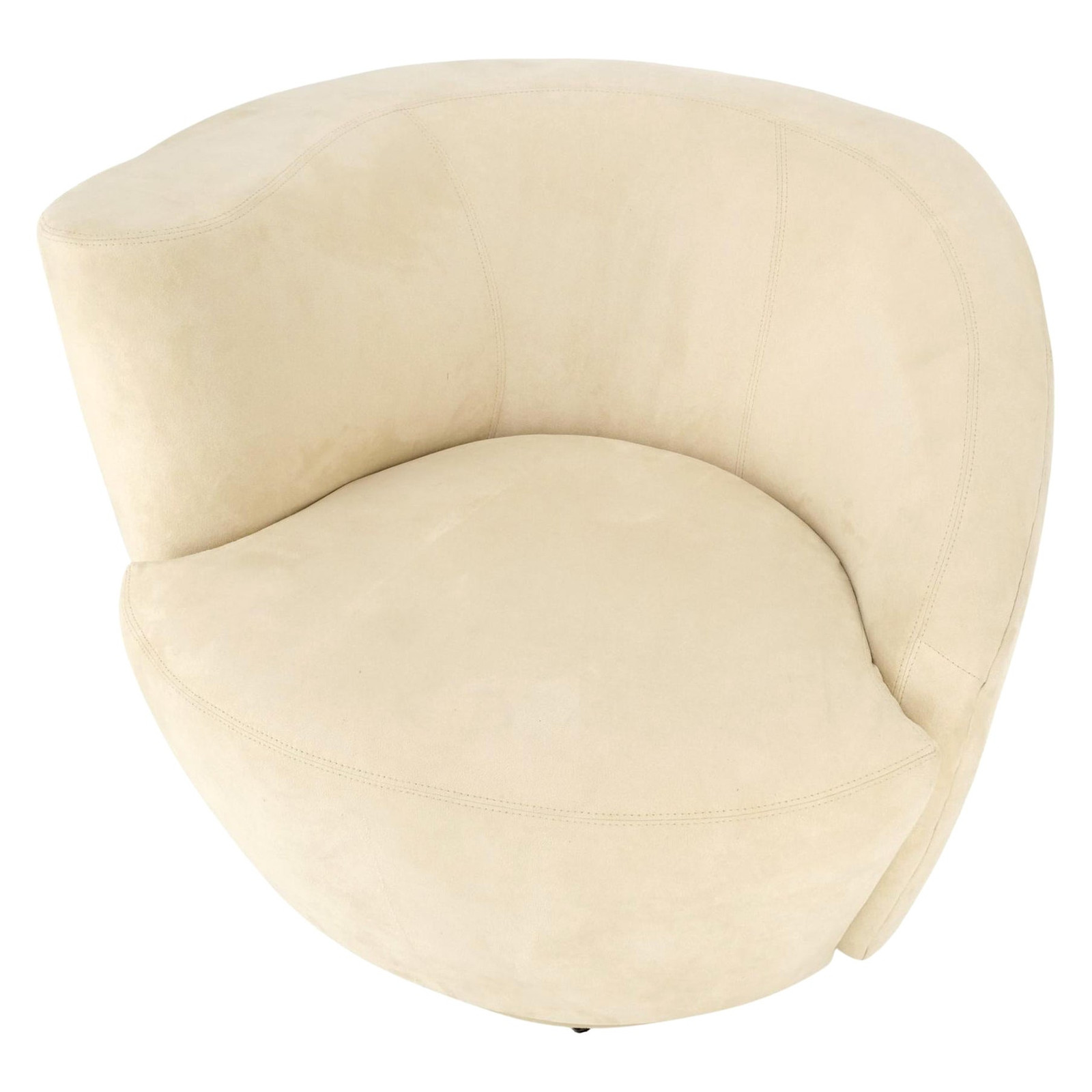 Beige Offwhite Alcantara Suede Corkscrew Nautilus Swivel Chairs Directional Mint