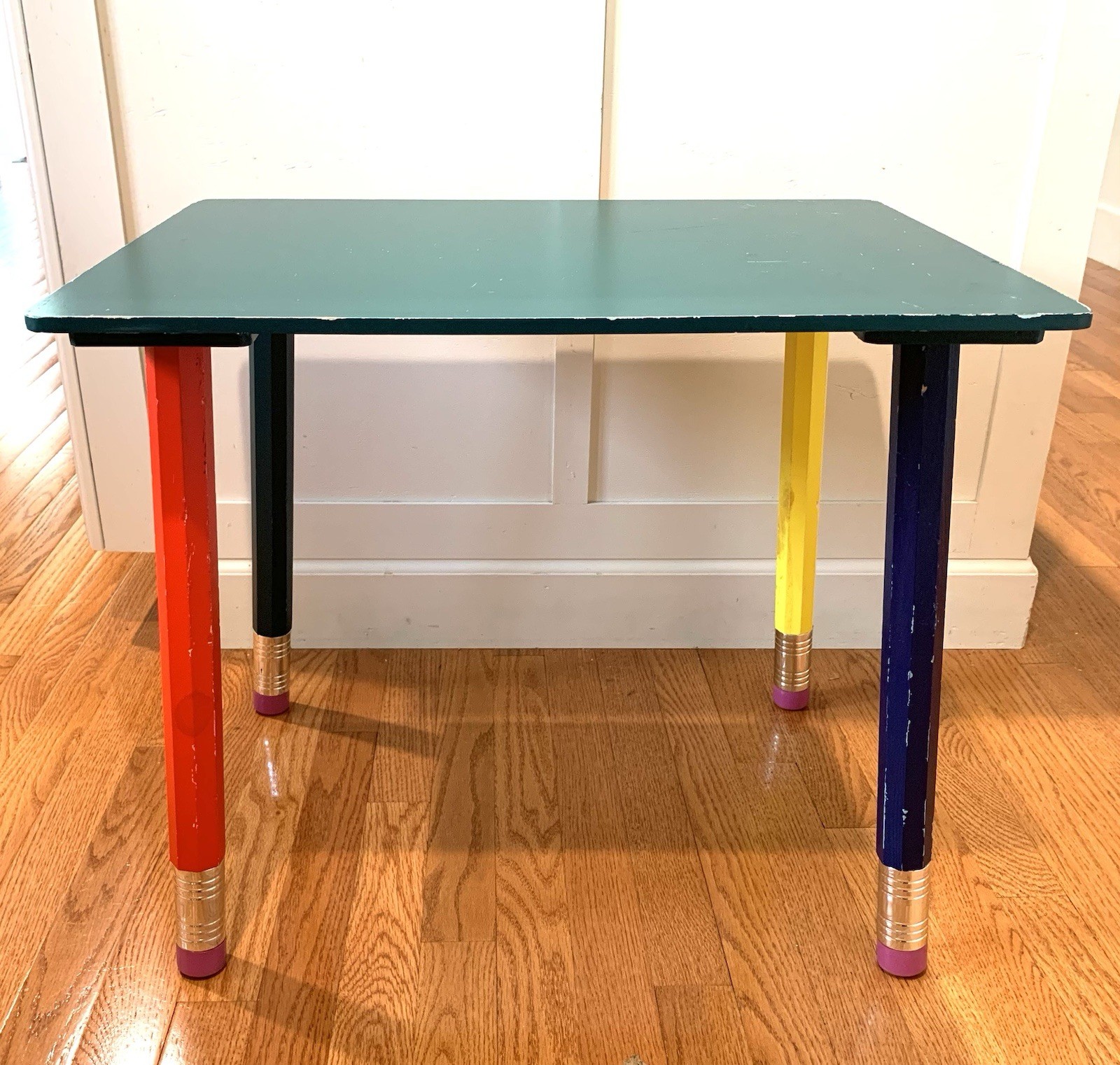 RARE! Vintage 1980s Pierre Sala Pencil Table Desk Multicolor 23.5”x18”x19.5”