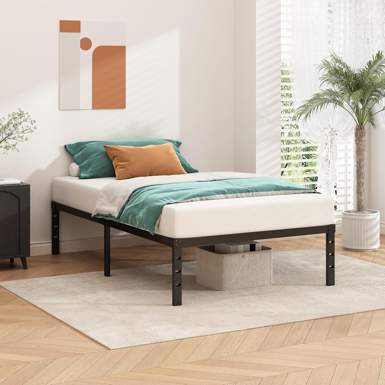 Twin Metal Platform Bed Frame – Sturdy, Squeak-Resistant, Easy Assembly, Unde…