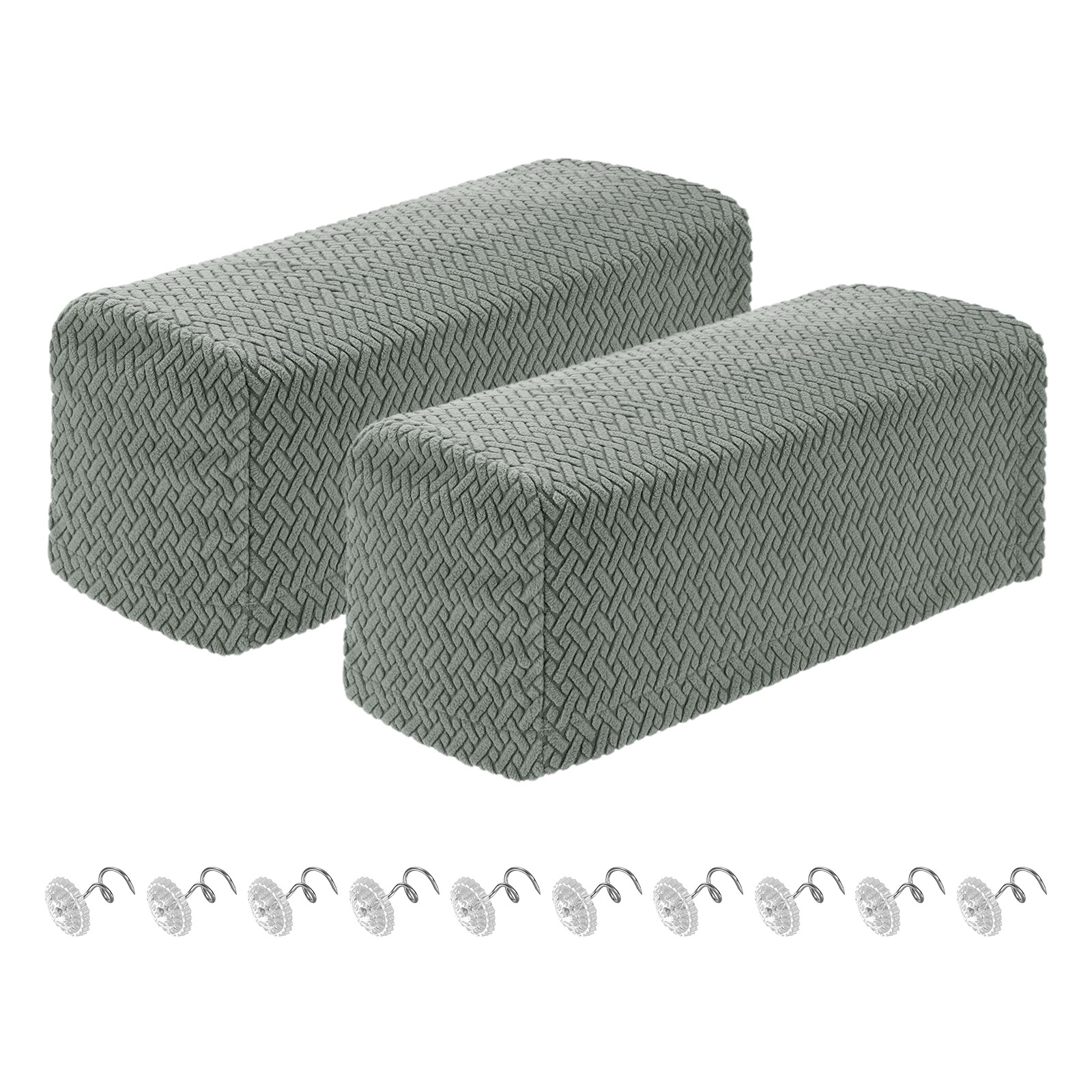 2 Pcs 19.6″- 21.6″ Grey Couch Arm Covers Stretch Sofa Armrest Cover