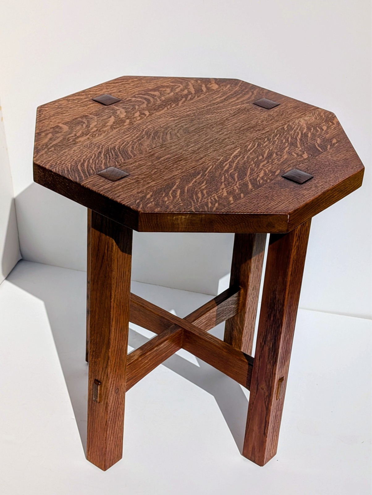 Stickley A&C/Mission Oak Octagonal Tabouret Side Table 1991 Revival Model 89-559
