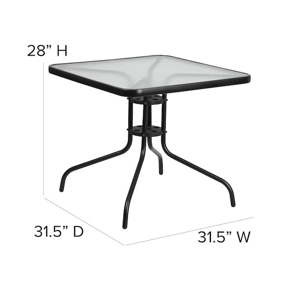 Flash Furniture Tlh-073A-2-Gg Barker 31.5” Square Tempered Glass Metal Table