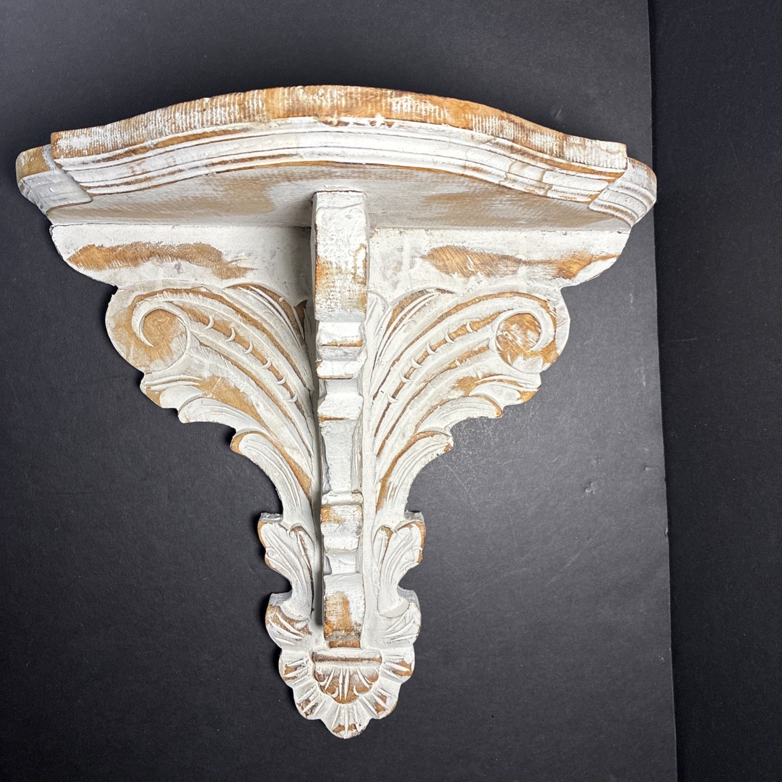 Shabby Wall Sconce Shelf Carved Solid Wood Gothic Victorian Scrolls Ornate Large