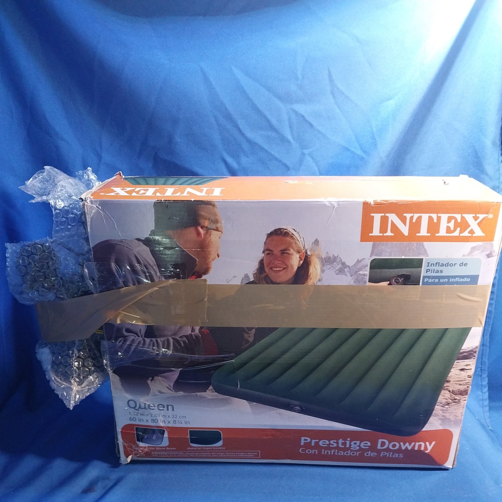 Intex Queen 8.75″ Prestige Downy Airbed Mattress with Hand-Held Battery Pump