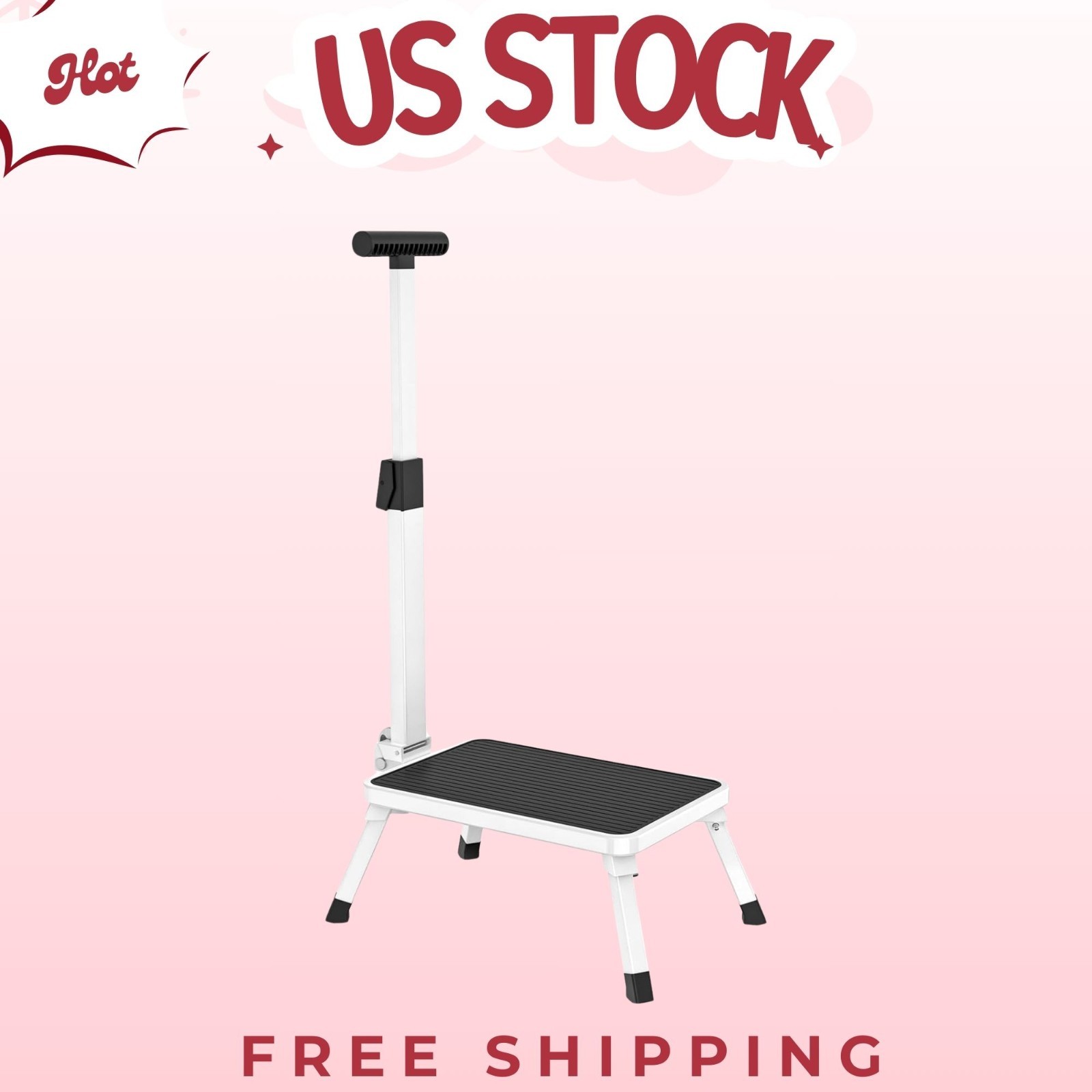 foldable step stool with handle non slip platform 330 lbs capacity