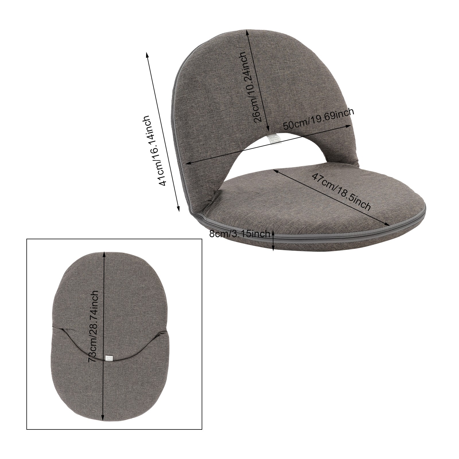 Folding Floor Chair, Floor Cushion,6 Gears Adjustable Floor Seat w/ Back Support