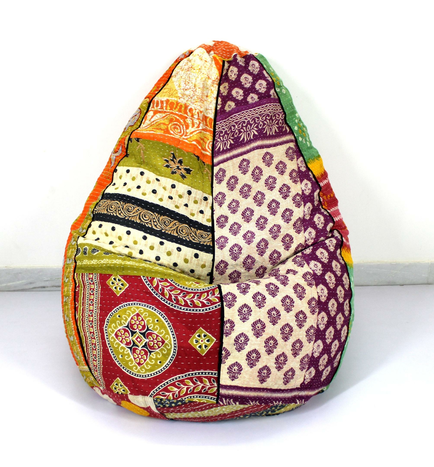 Handmade Dorm Room Chair Kantha Bohemian Hippie Bean Bag Gypsy Ottoman Pouf b
