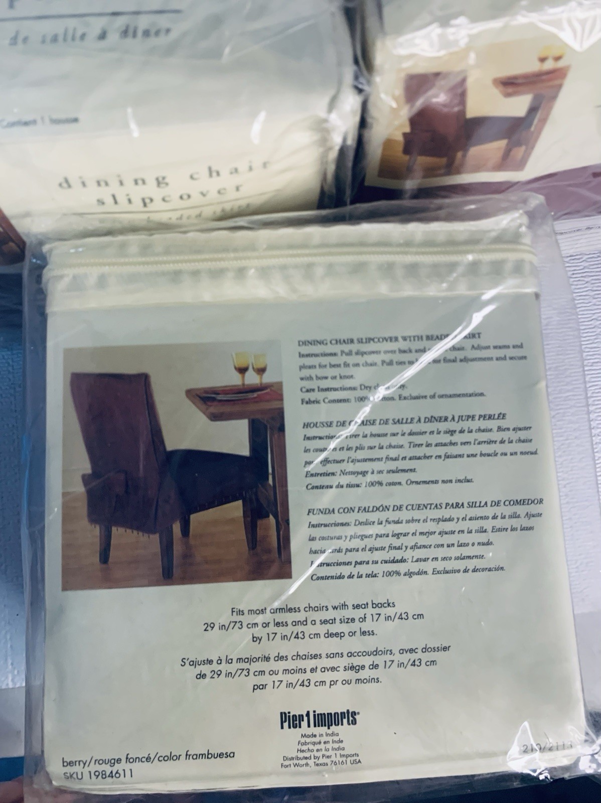 Pier 1 Imports Chair Slipcover Set Of 6 Dining Chair Covers Brand New