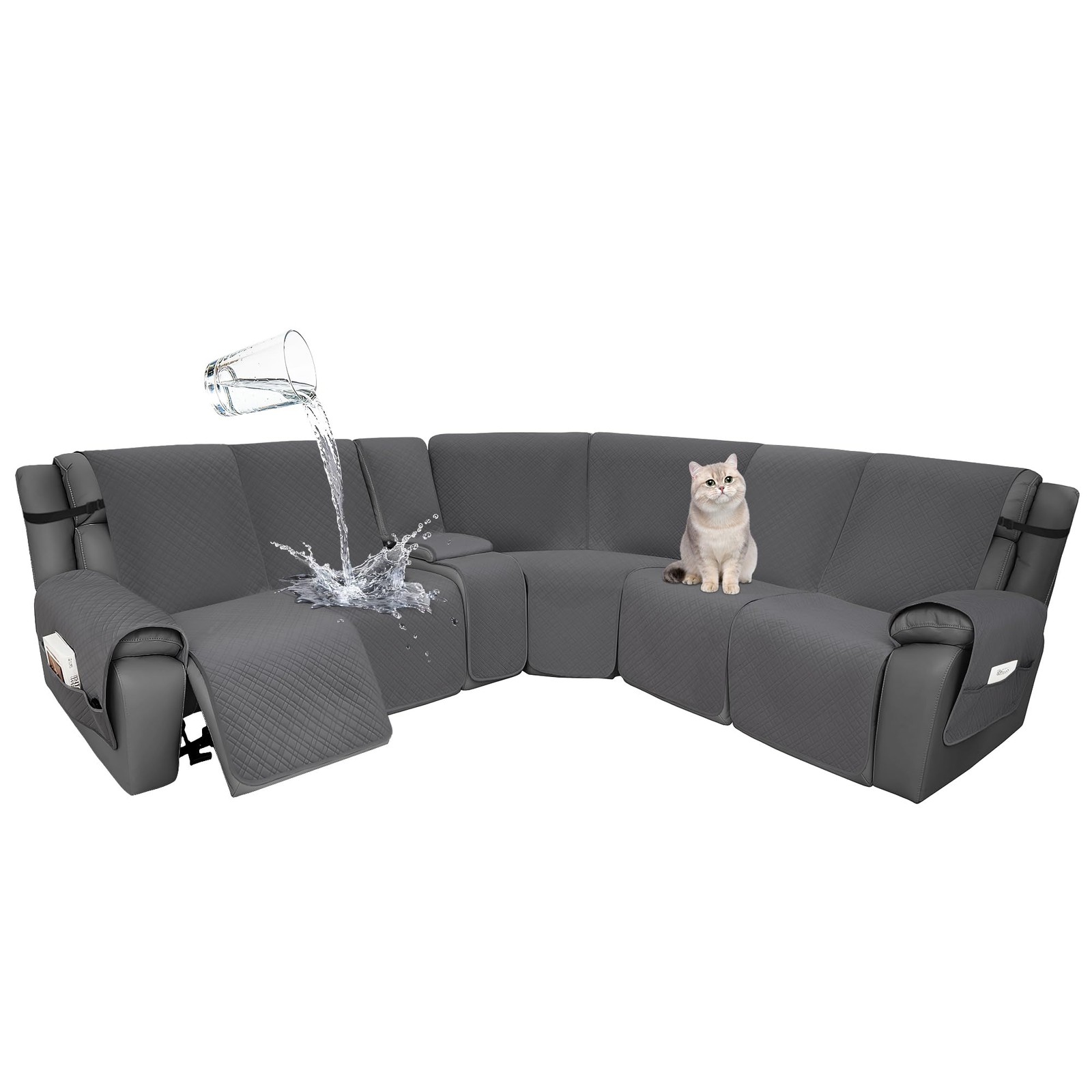 1OO% Waterproof Velvet Reclining Sectional Couch Covers L Shape