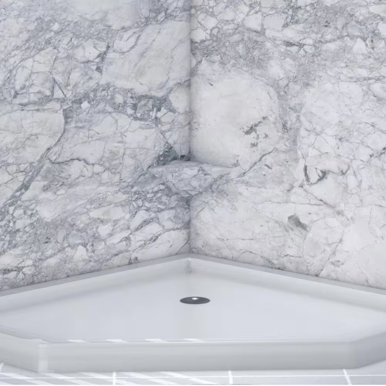 FlexStone 10” Shave Shelf Everest Marble Look Corner Shower Foot Rest Bath