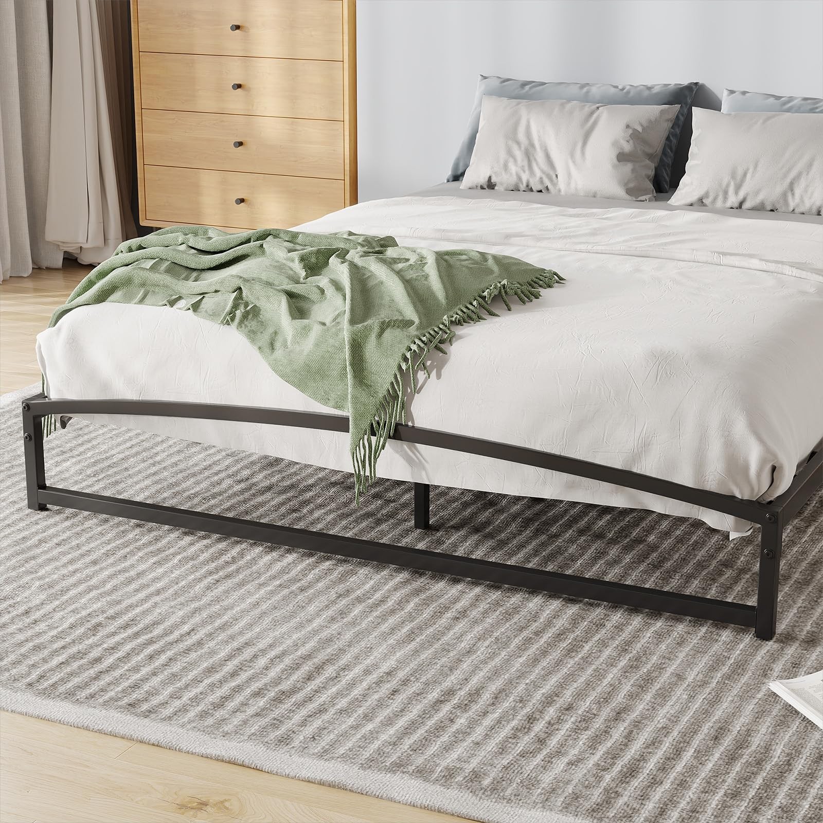 Twin/Full/Queen Size Bed Frame 6″/10″ Metal Platform Bed Frame W/Storage Heavy D