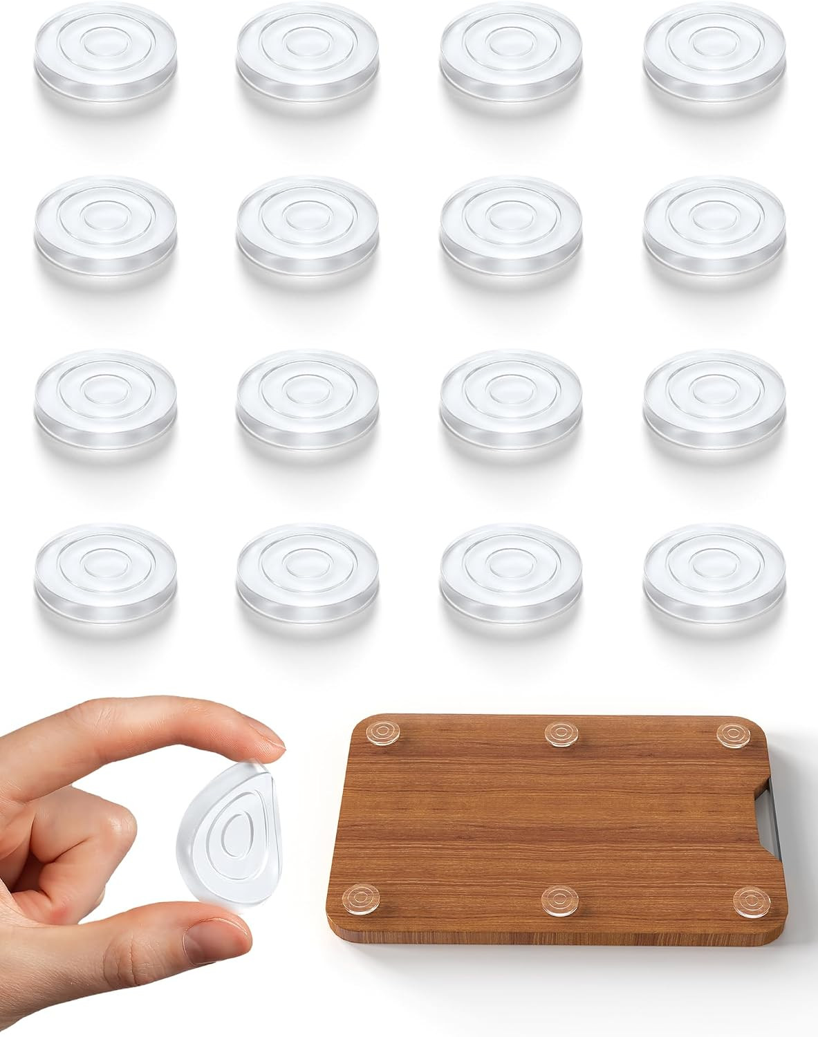 16-Pack 1.2 Inch round Non-Slip Cutting Board Feet, Self-Adhesive Silicone Pads,