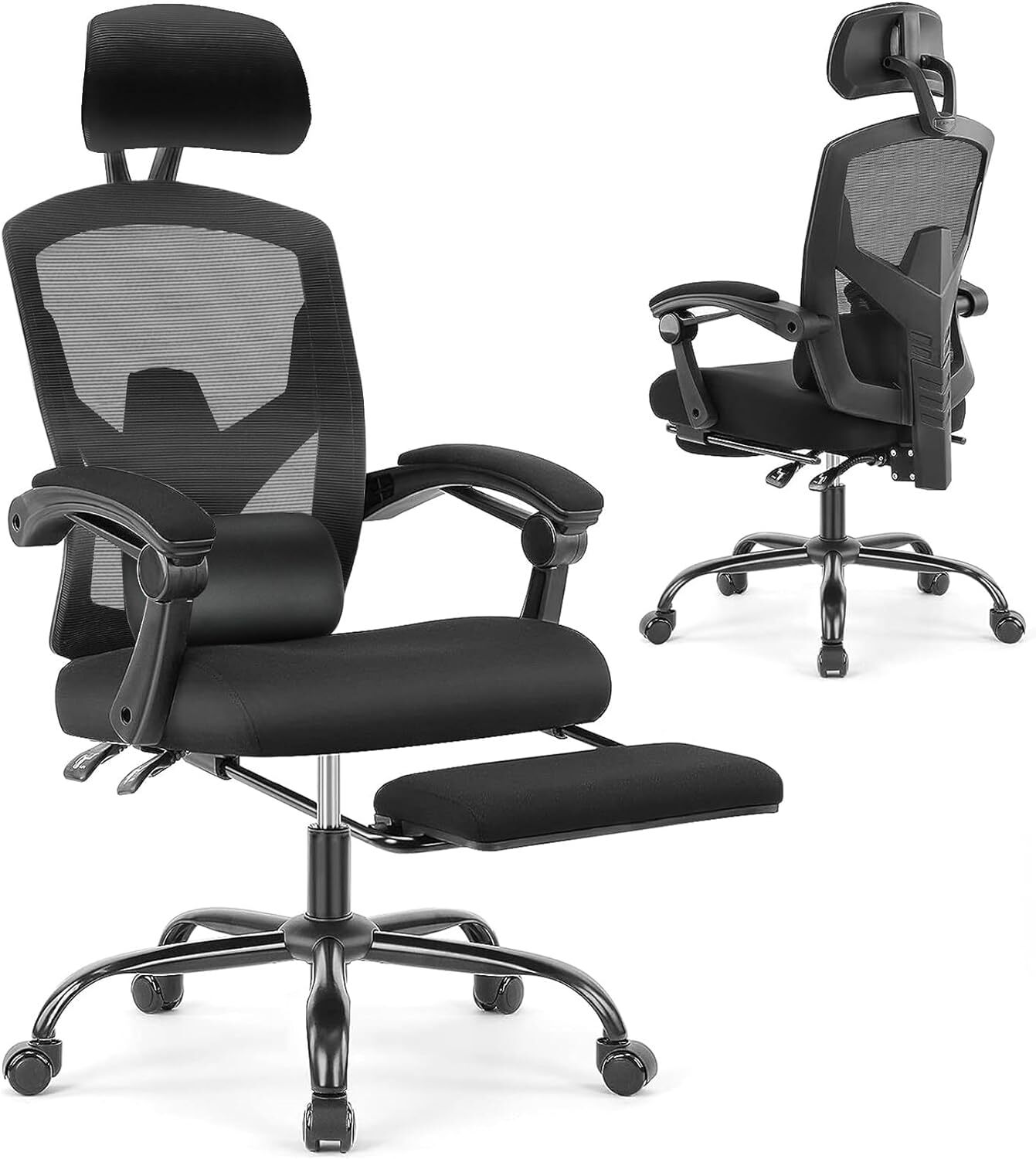 Mesh Office Chair w/ Footrest Lumbar Support Adjustable Ergonomic Computer Chair