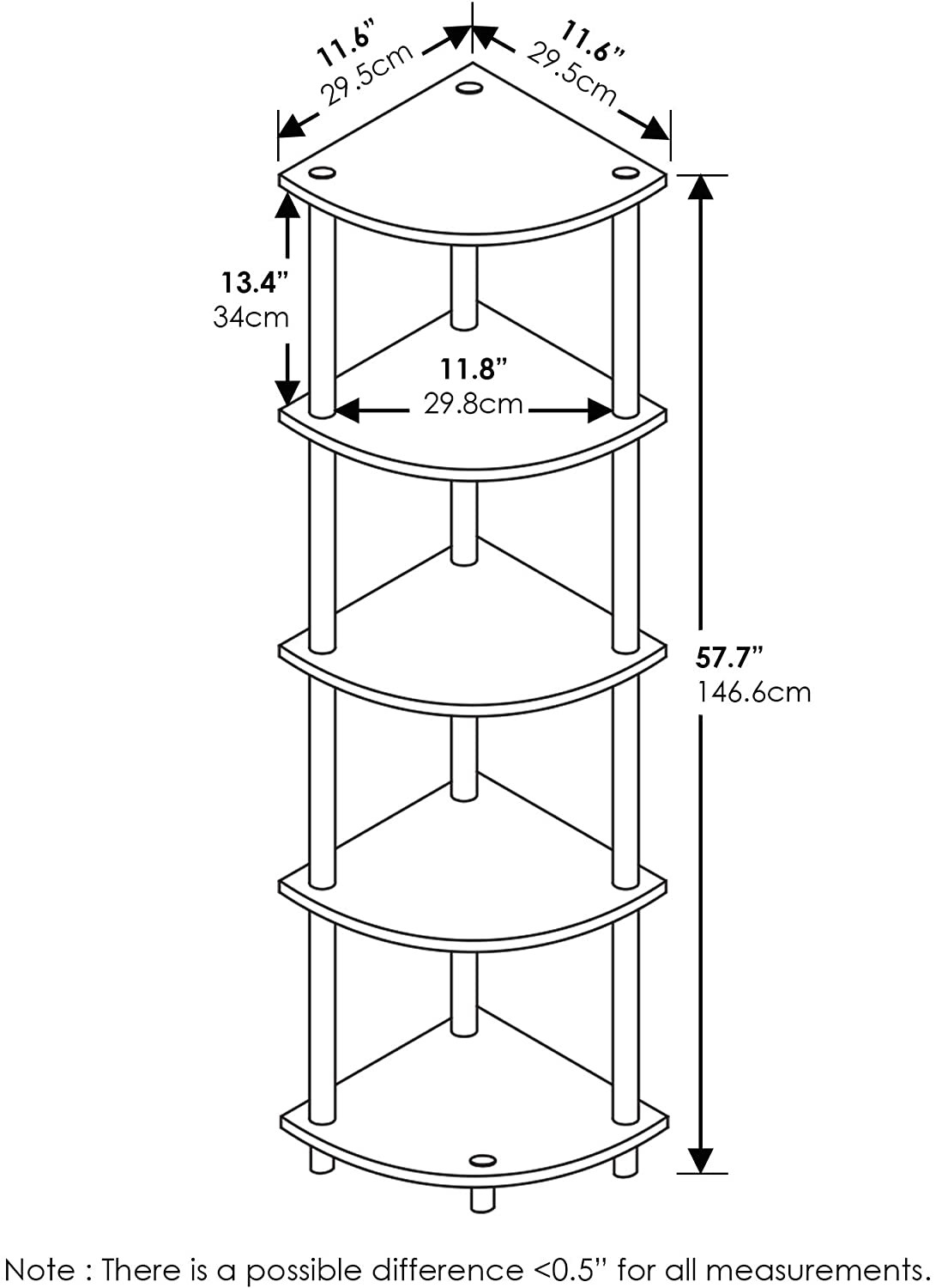 5-Tier Corner Shelf Set of 2 – Stylish Open Storage for Home & Office