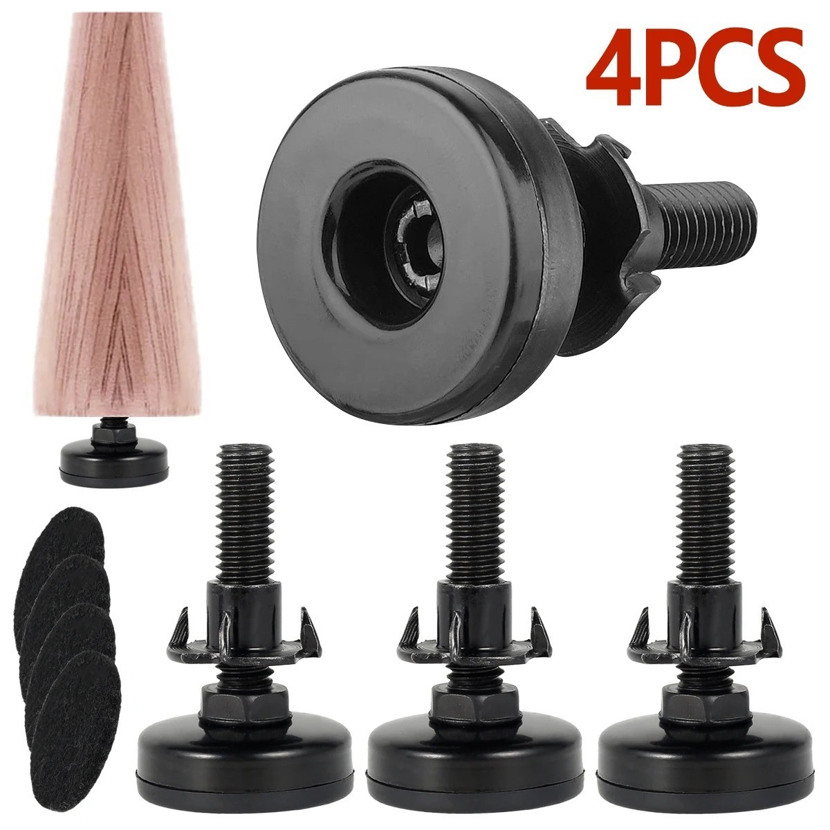 Furniture leveler, table feet, height adjustable, for cabinets,