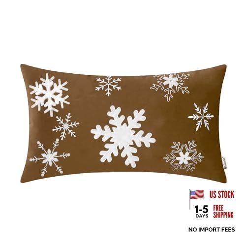 Christmas Pillow Cover 12 X 20 Inches, 20″ x 12″ (Pack of 1) Brown-snowflake