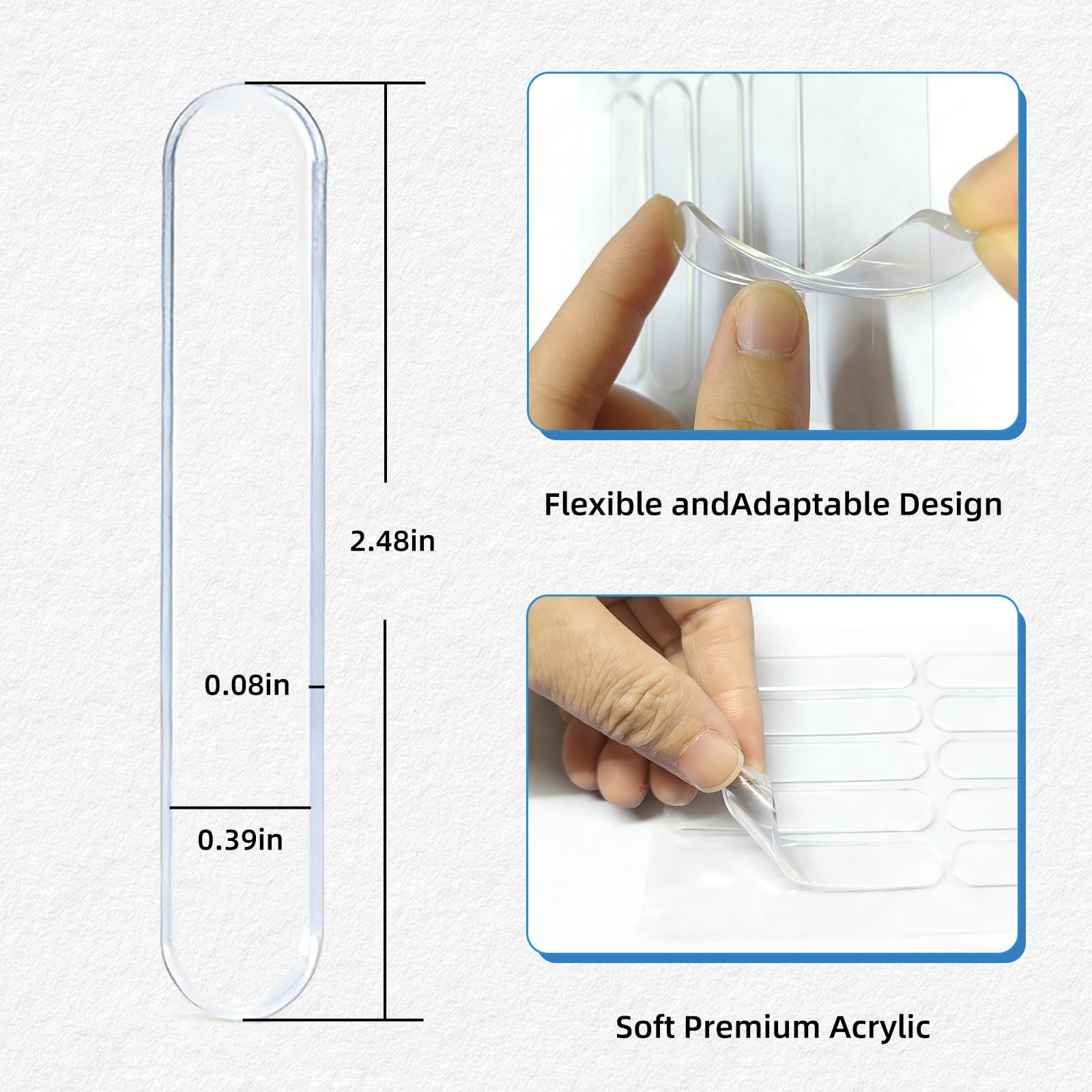 50 PCS Door Silencer Long Strip SelfAdhesive High Transparent Rubber Cabinet…
