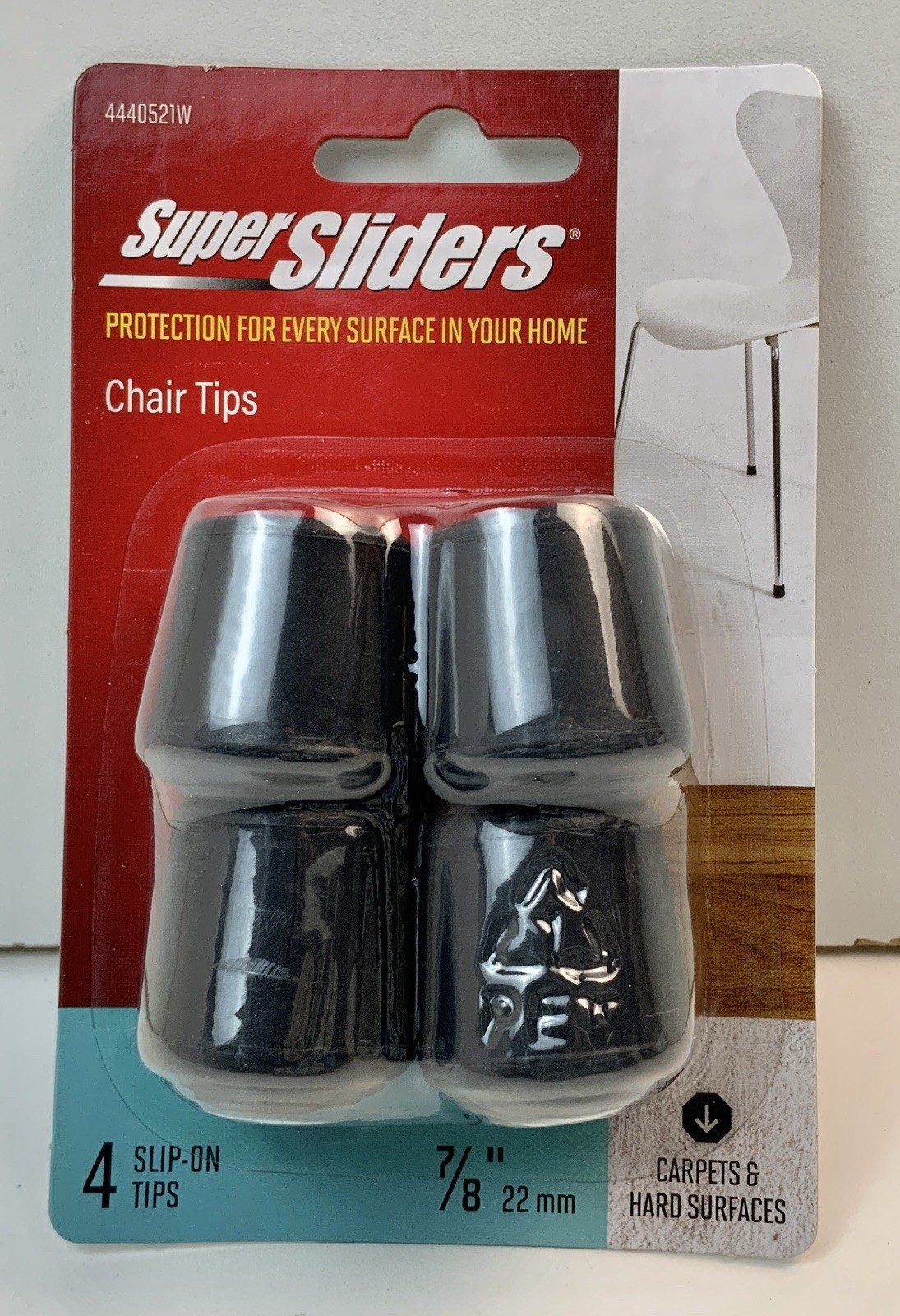 Super Sliders 7/8″- 22mm • 4 RUBBER SLIP-ON CHAIR / TABLE TIPS BLACK Leg Caps