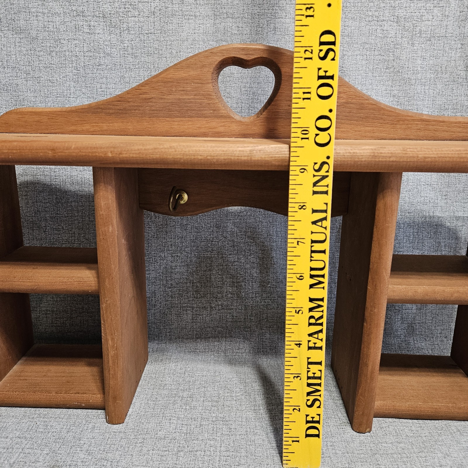 Vintage Wood Heart Cutout Trinket Shelf Shadowbox Cottage Farmhouse Key Holder