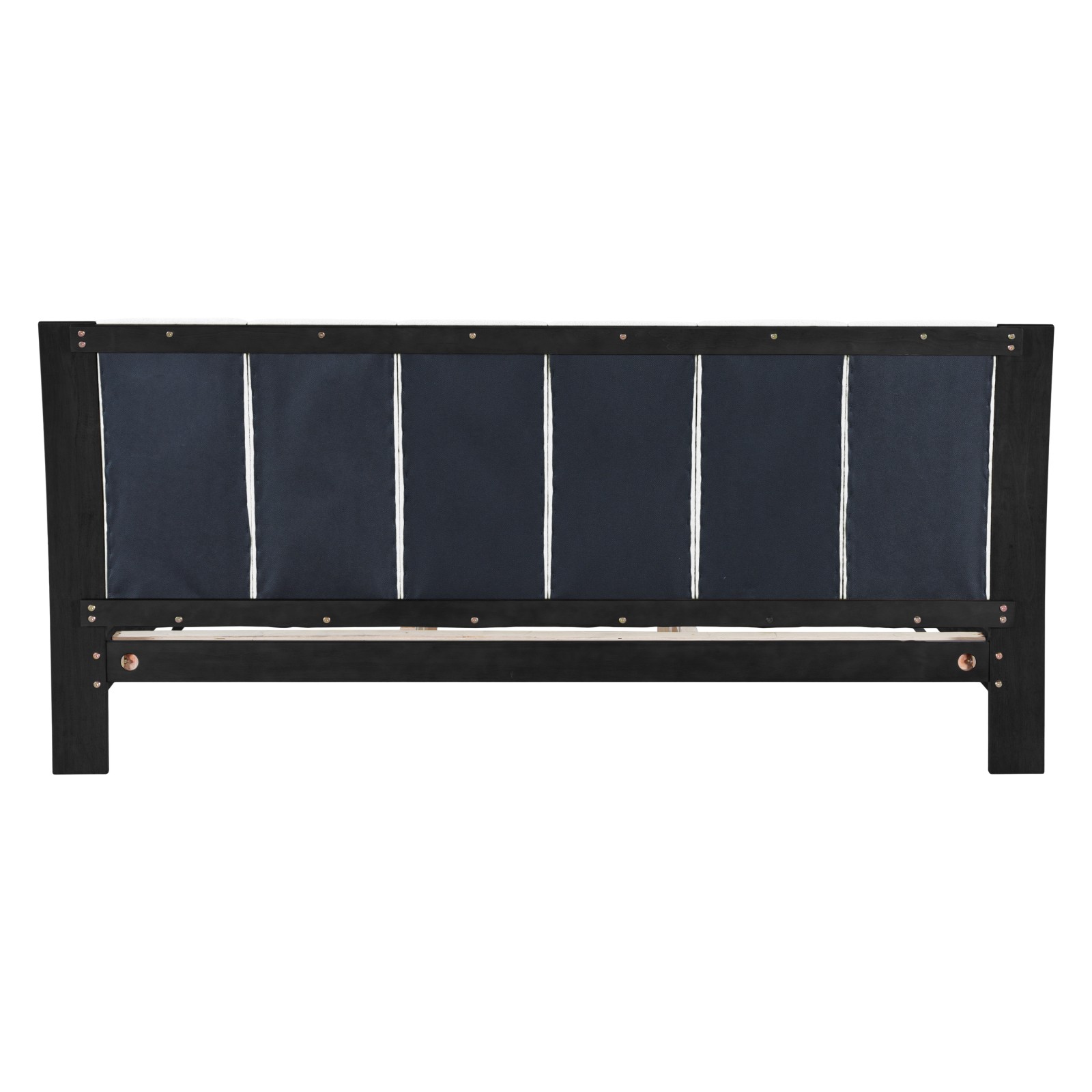King Size Bed Frame Black White Pine MDF 82.7″x85.2″ 600 lbs