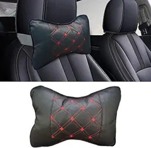 1PCS Car Neck Pillow, Breathable Car Head Neck Rest Cushion, Color: Black/Red