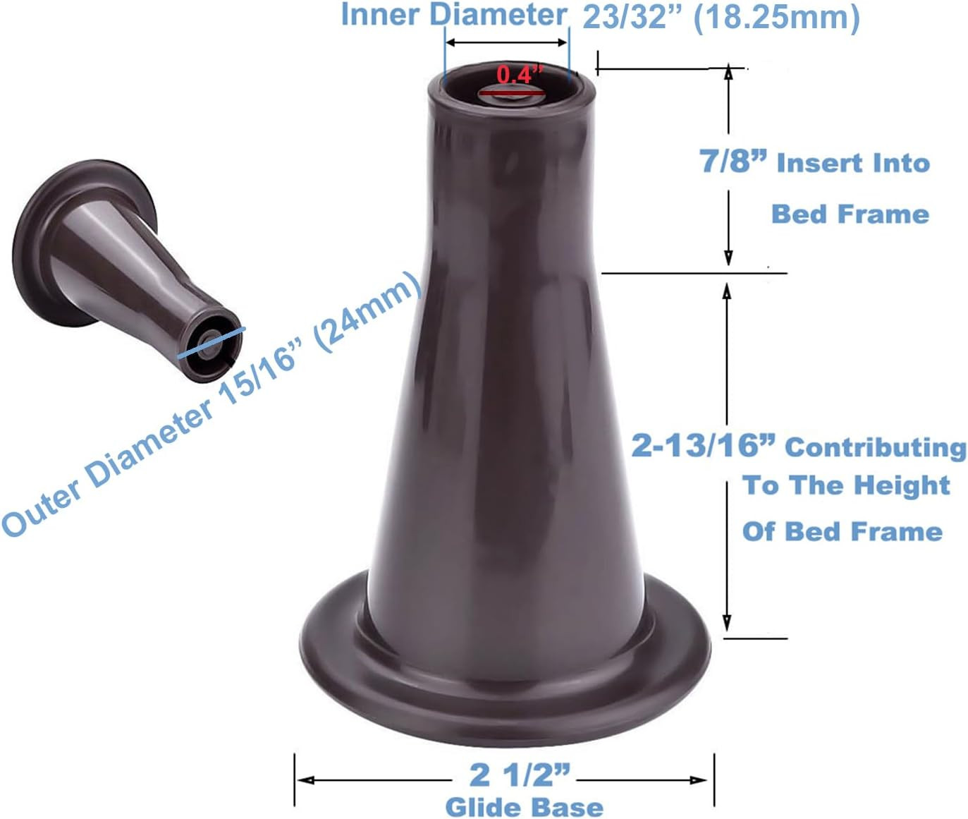 6PCS Reinforced Bed Frame Feet to Replace Wheels. Prevent Sliding, Protect Floor