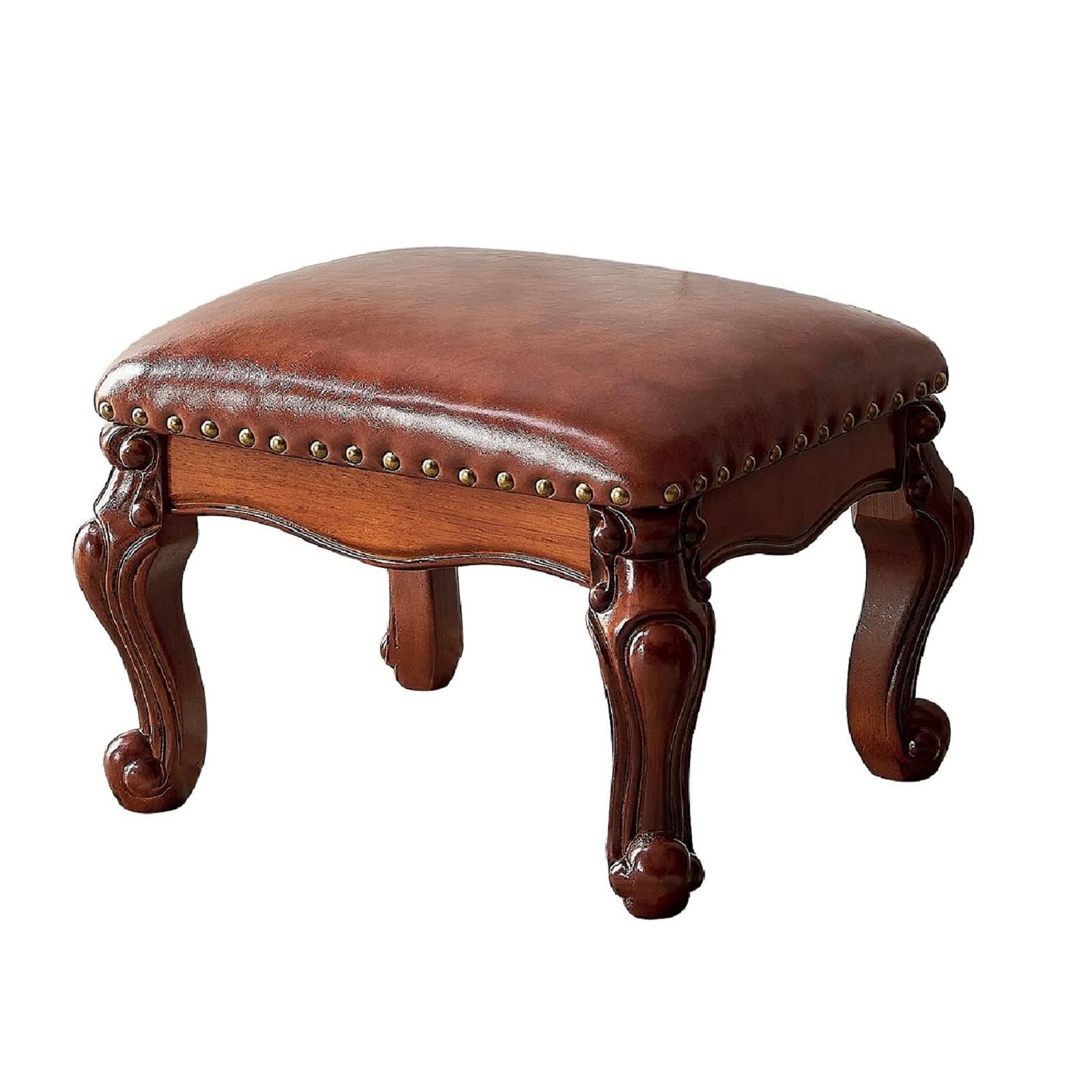 Foot Stool Microfiber Leather Ottoman Wooden Vintage Stool Small Sofa Stool Foot
