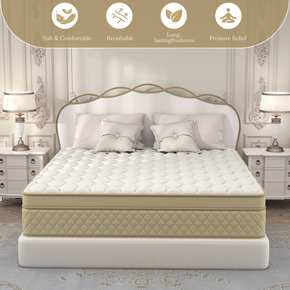 12 Inch Queen Hybrid Mattress In A Box Gel Memory Foam Pocket Spring Medium-Firm