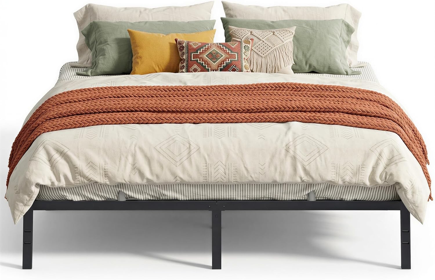 King Metal Bed Frame 14 Inches Tall, 1100 lb Weight Capacity, No Box Spring