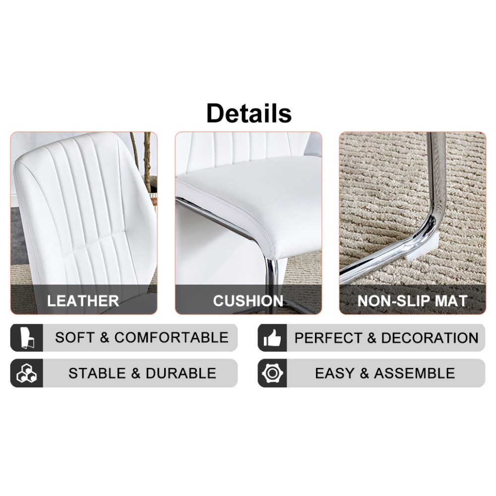 4 dining chairs made of PU material, featuring high backrests and legs