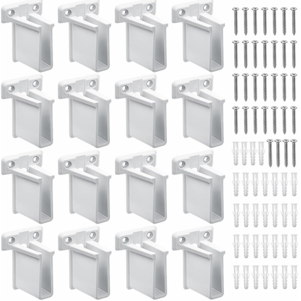 (16) WIRE SHELF END BRACKET, WHITE PLASTIC CLOSET SHELVES BRACKETS,WALL MOUNT W
