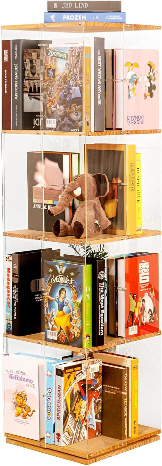 Rotating Bookshelf, 360 Degree Revolving Bookcase, 4-Tier Spinning Bookshelf,…
