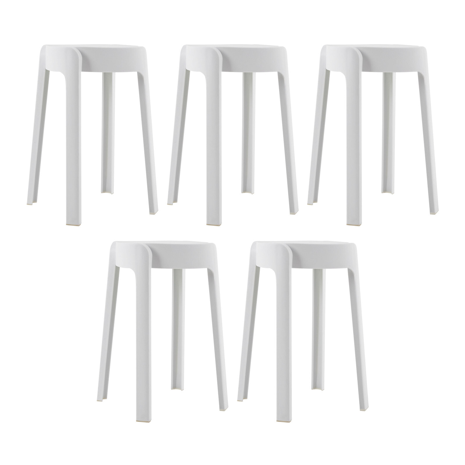 5Pcs Plastic Stools 18” Height Indoor OutdoorKitchen Bar Chairs Stackable White