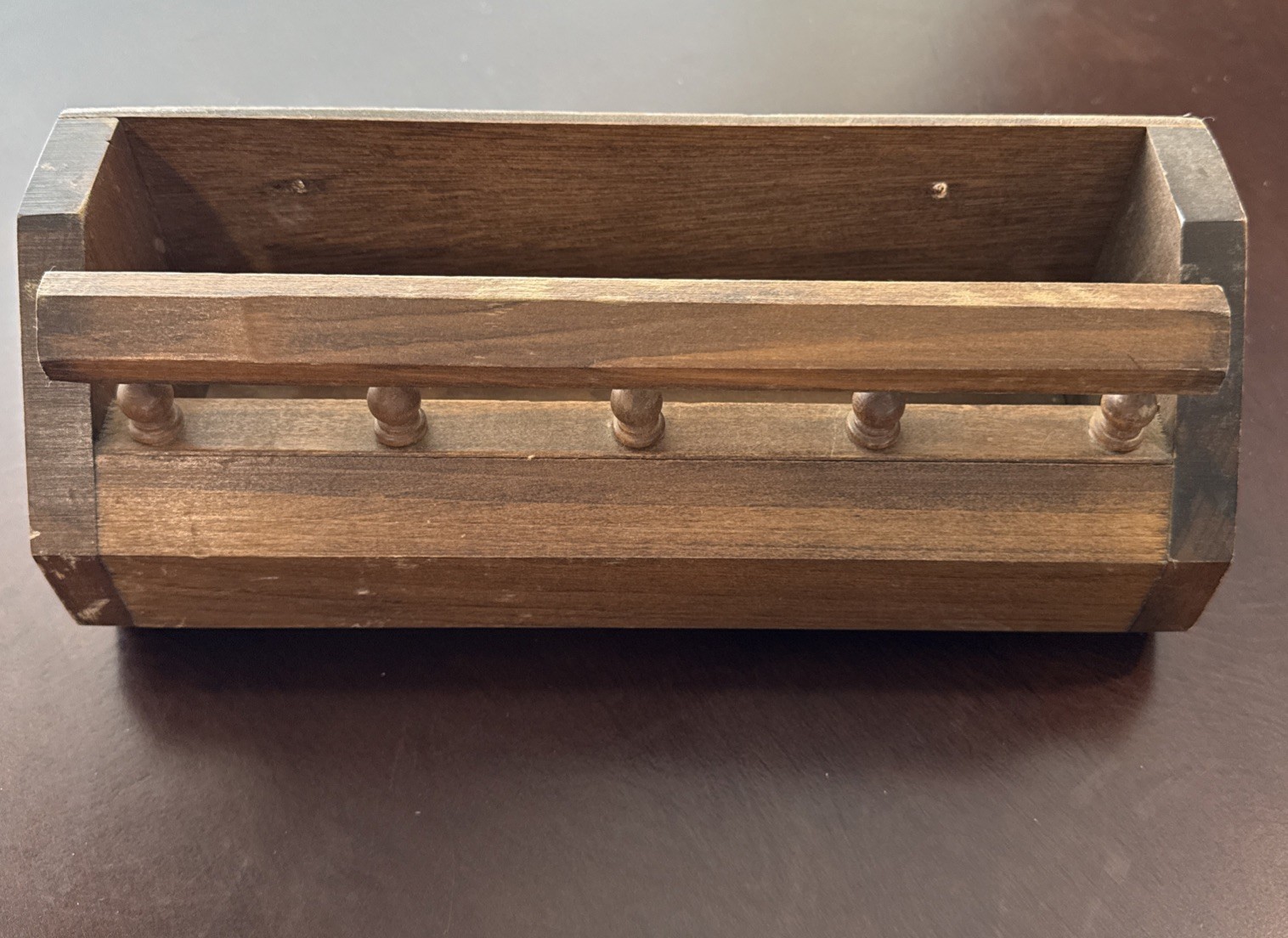 VTG Solid Wood Homco Style Shelf Pocket w Railing Cottage Core, 12”L