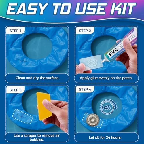 Air Mattress Repair Kit, Fast-Dry Waterproof Vinyl Glue & PVC Patches,