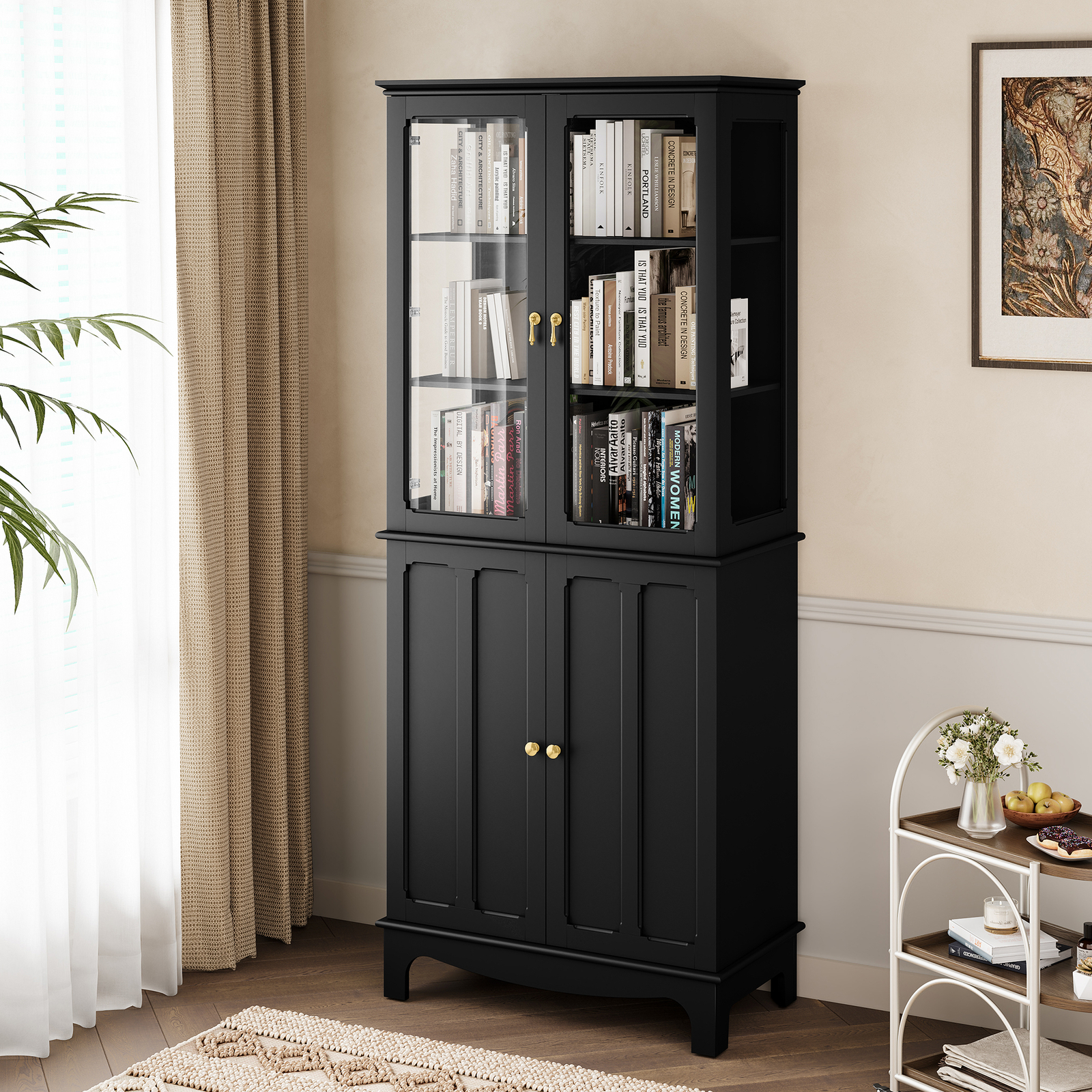 72in 4 Door Pantry Cabinet Storage Cabinet with Adjustable Shelf Kitchen Storage