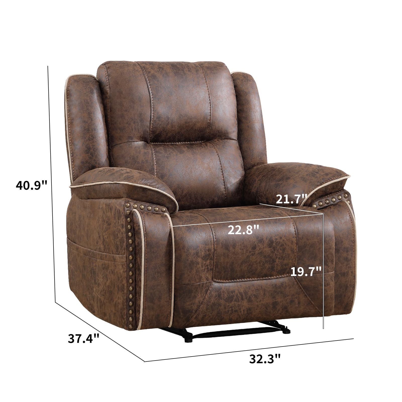 EBELLO Faux Leather Manual Recliner Chair,Reclining Sofa with Hidden Cup Holders