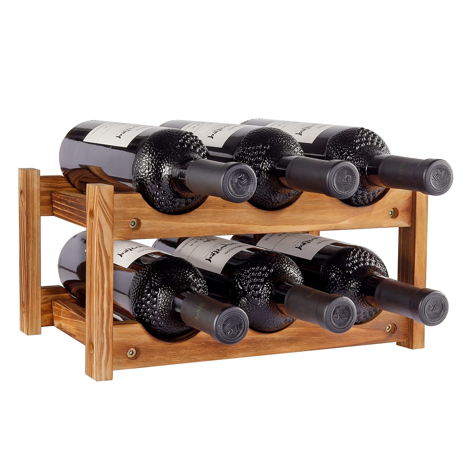 Niep Wine Rack 6 Bottle 2-Tier Wood 13.4 inches x 8.7 6.5, 2-tiers