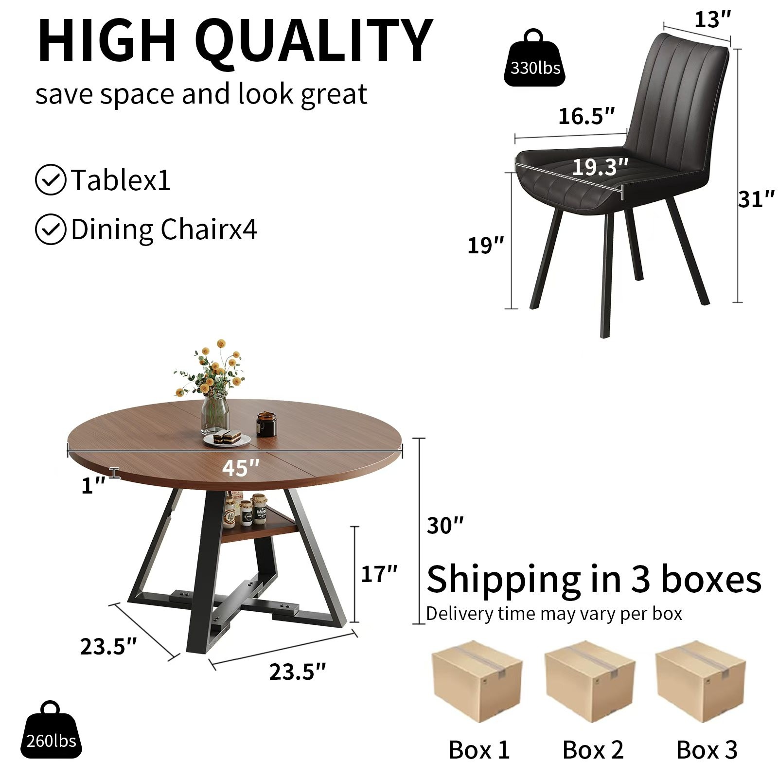 Round Dining Table in Walnut, 115 cm (45.3″)
