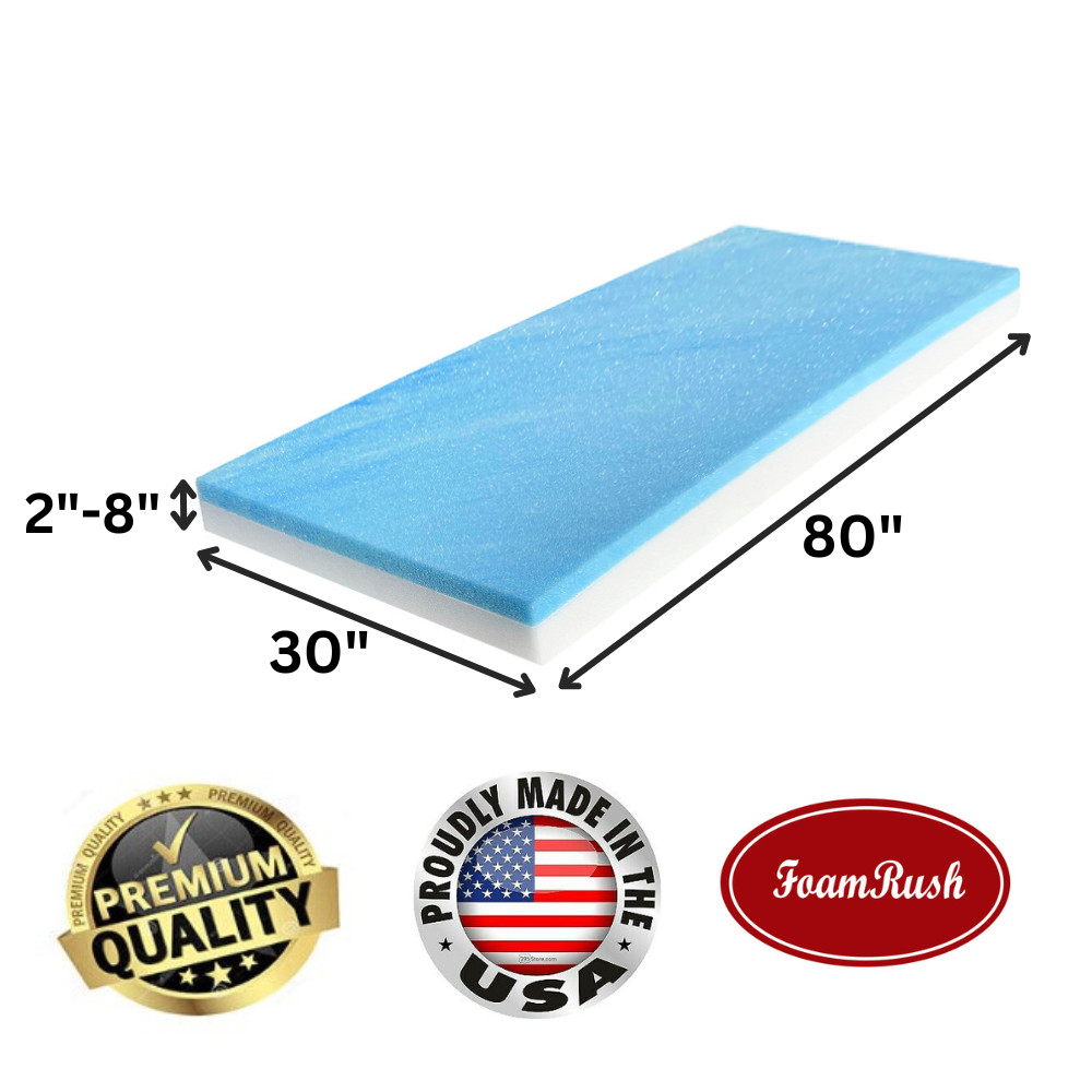 FoamRush 30″ x 80″ Cool Gel Memory Foam Mattress Replacement (Made in USA)