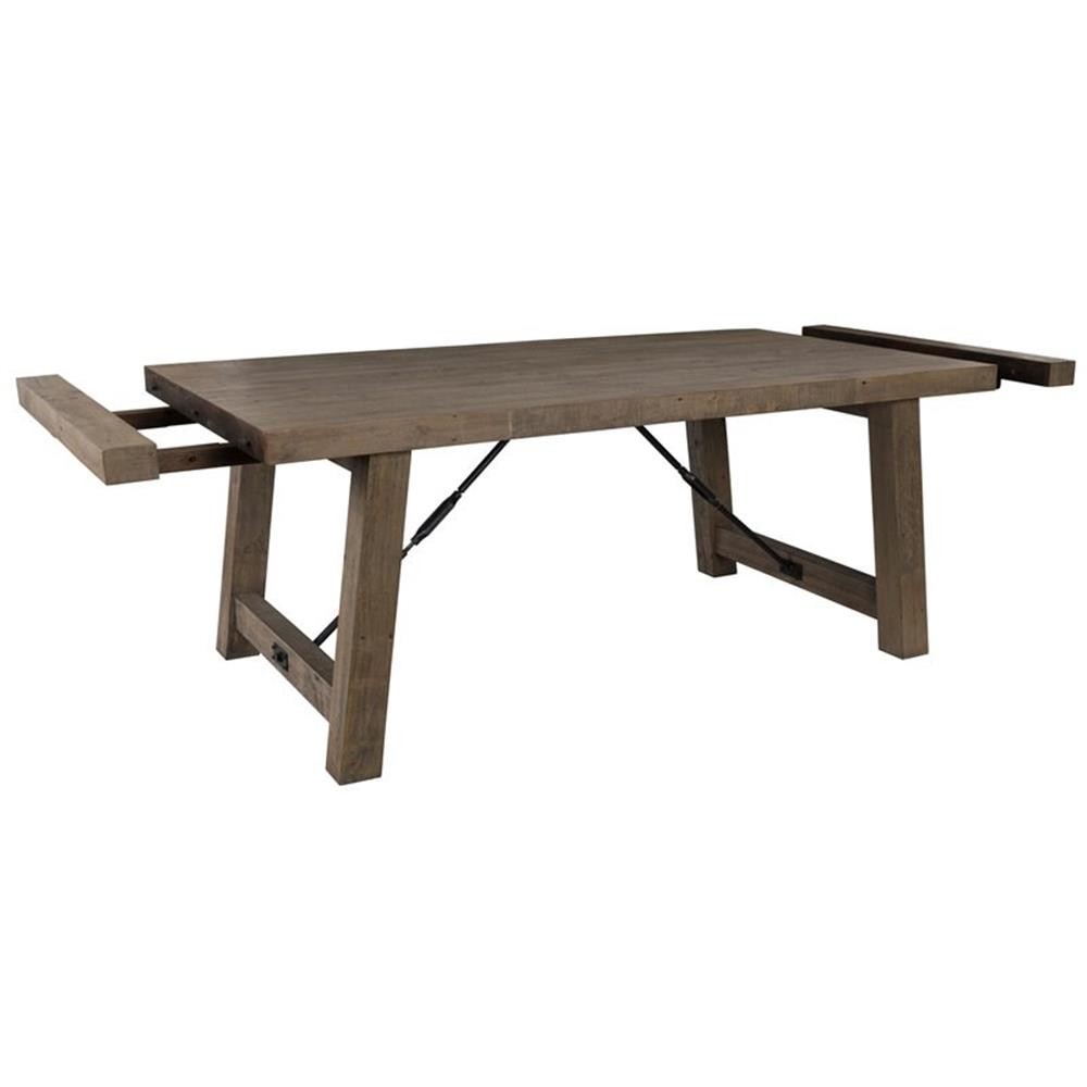 Pemberly Row 82″ Reclaimed Pine Extension Dining Table in Weathered Brown