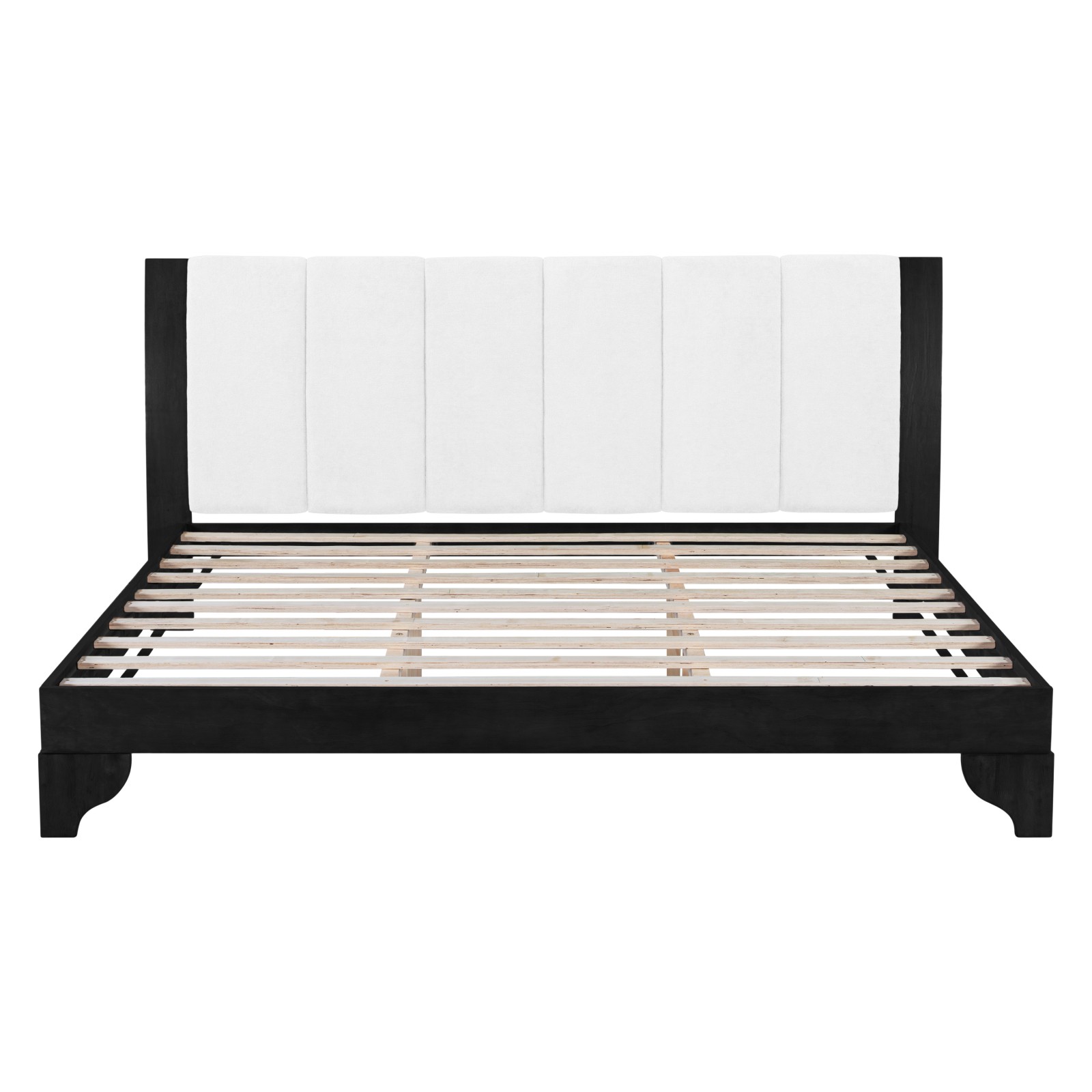 King Size Bed Frame Black White Pine MDF 82.7″x85.2″ 600 lbs