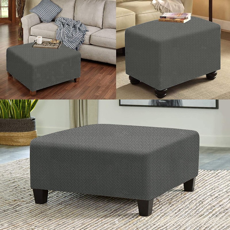 Rectangle Footstool Cover Stretch Stool Ottoman Sofa Storage Protector Slipcover