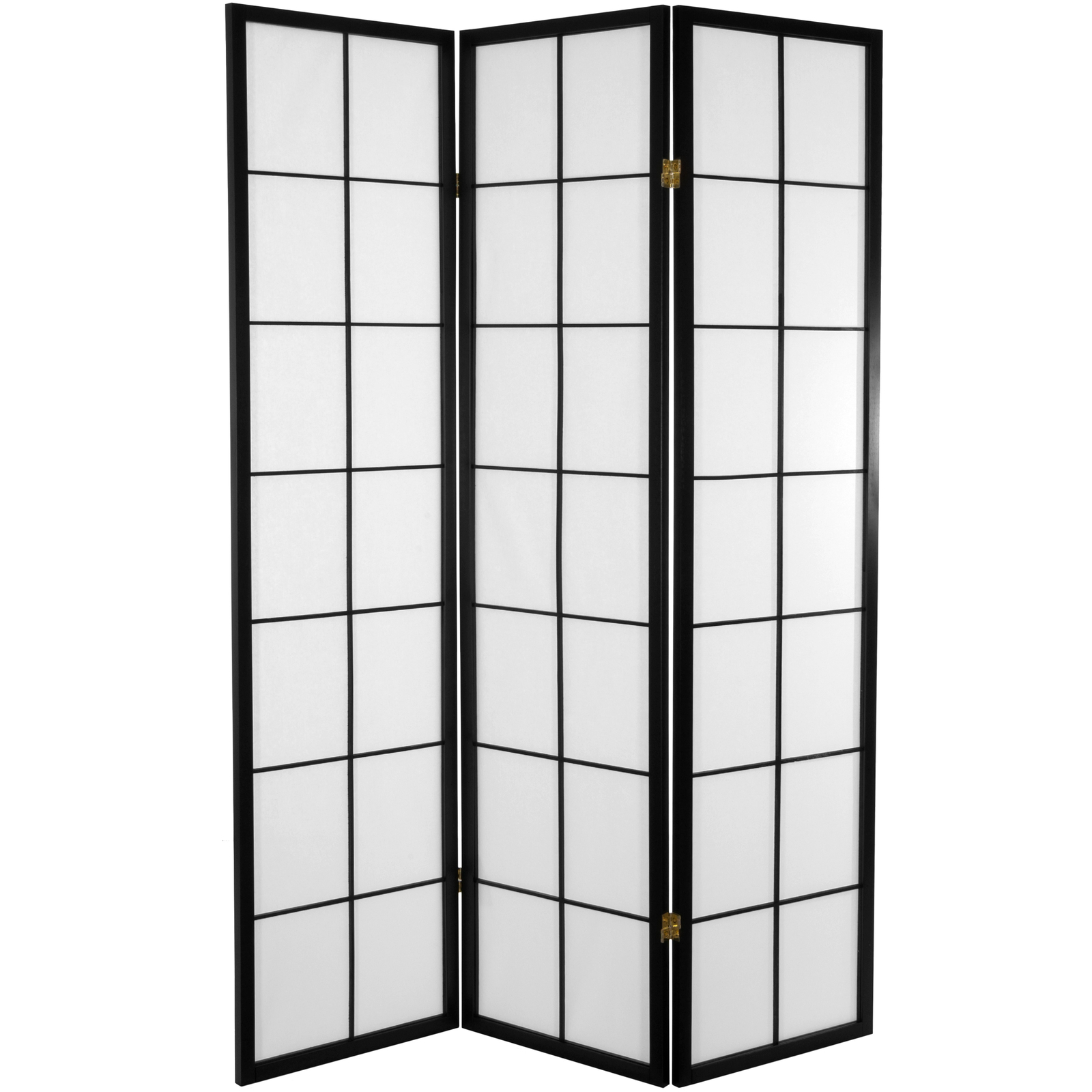 6 ft. Tall Japanese Shoji Room Divider – 3 Panels – Black