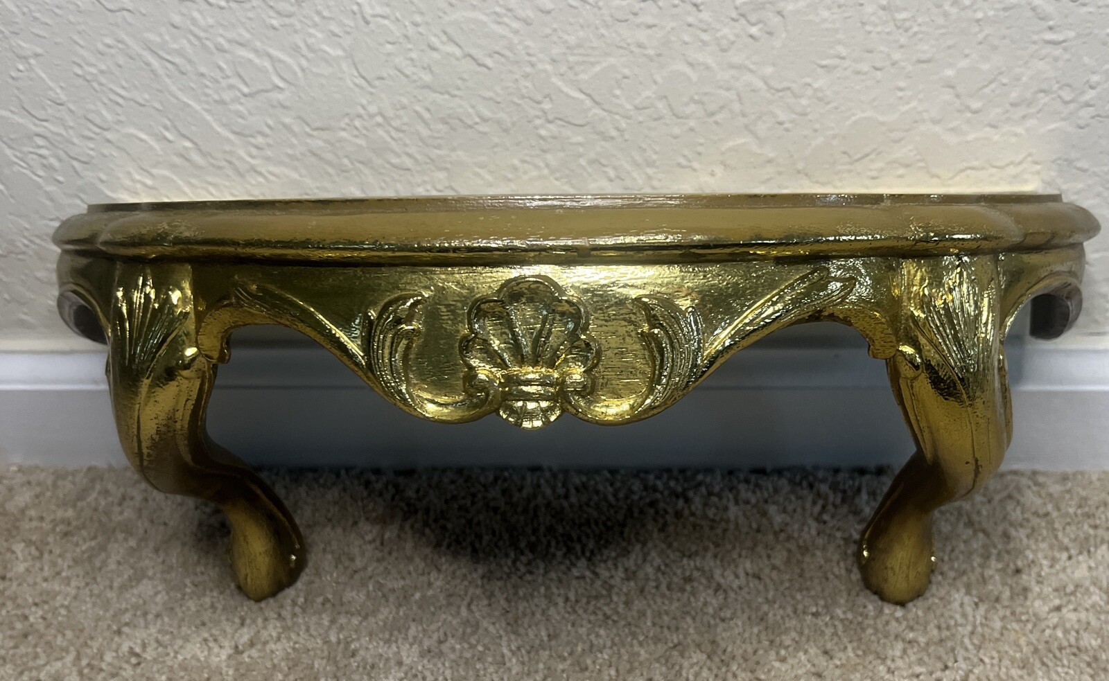 VTG BURWOOD Regency Shiny Gold Color Wall Shelf #2626 13”x 6” MCM